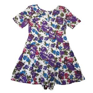 Vtg Compagnie Internationale Express Romper S Purple Pink Floral Cottage 80s 90s